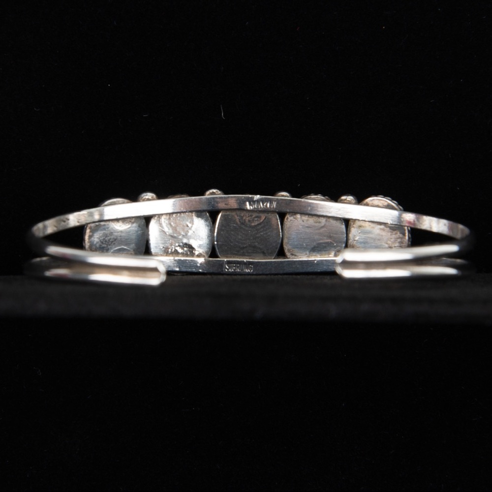 VTG Navajo Nakai Signed Stealing Silver Abalone Green Resin Cuff Bracelet - Picture 3 of 13